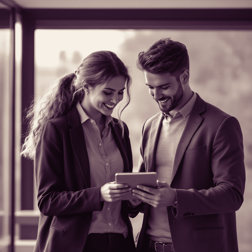 A placement supervisor and a postgraduate psychology trainee reviewing a placement report together on a tablet