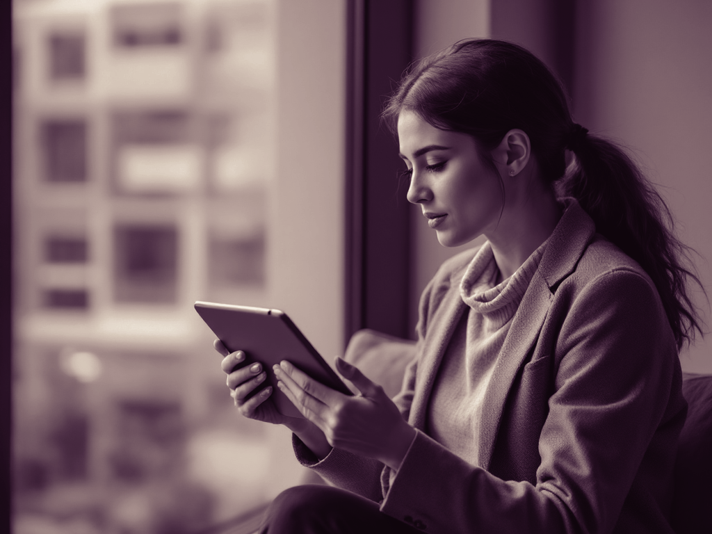 A postgraduate psychology trainee reading a completed placement competency report on a tablet