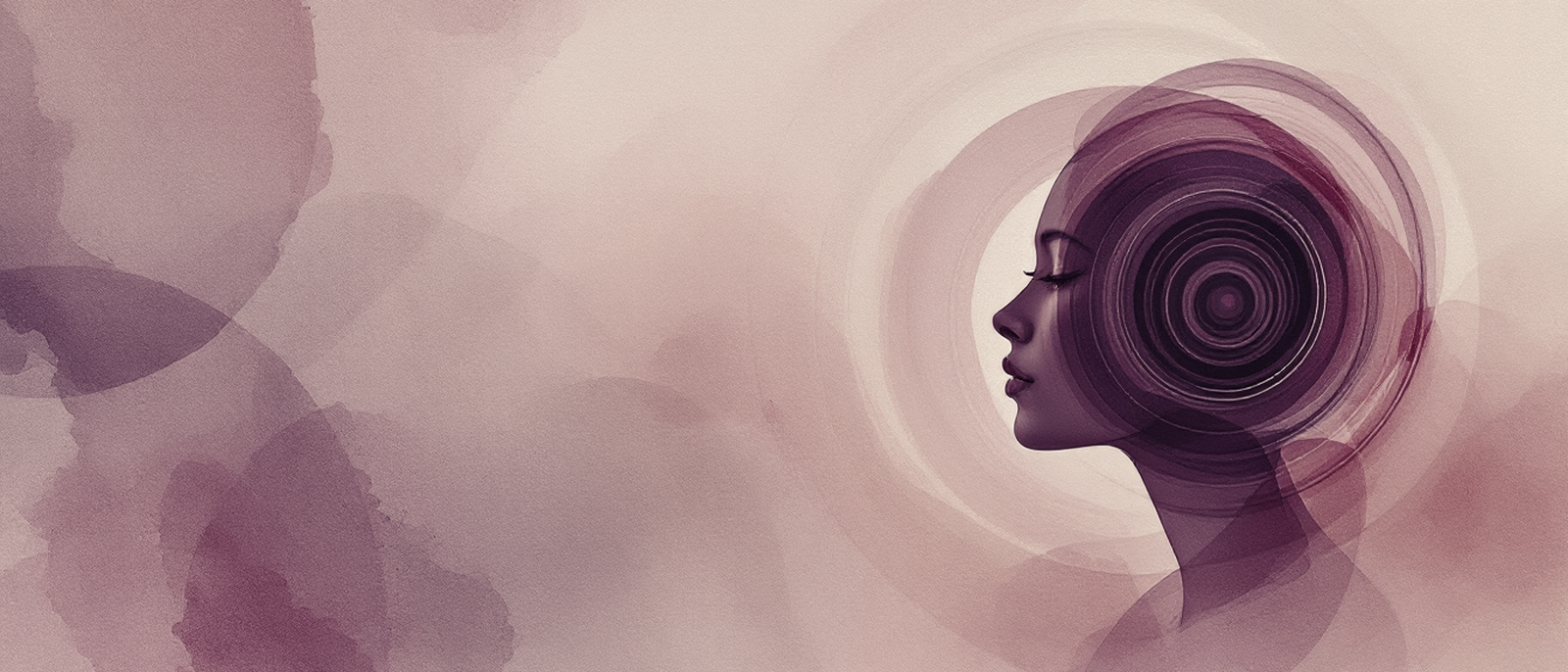 Abstract watercolour illustration of a human head formed from concentric rings